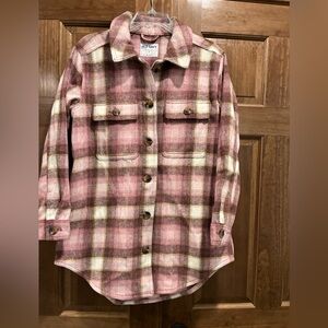 Old Navy Women’s Pink Plaid Button-Up Soft Oversized Shacket, Small, Cabincore